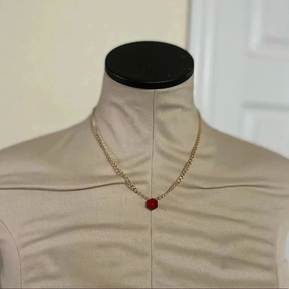 Garnet Chunky Thick Curb Chain Necklace - Picture 6 of 10